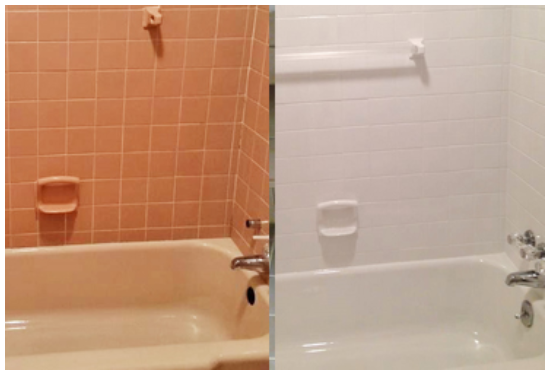 Before and after tub and tile transformation