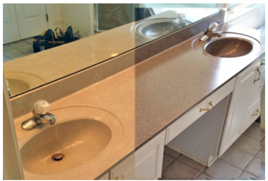 Before and after countertop refinishing