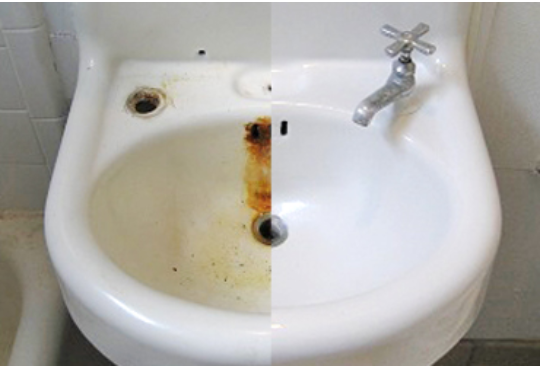 Before and after sink refinishing